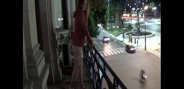  Outdoor Public Pissing From A Balcony In America